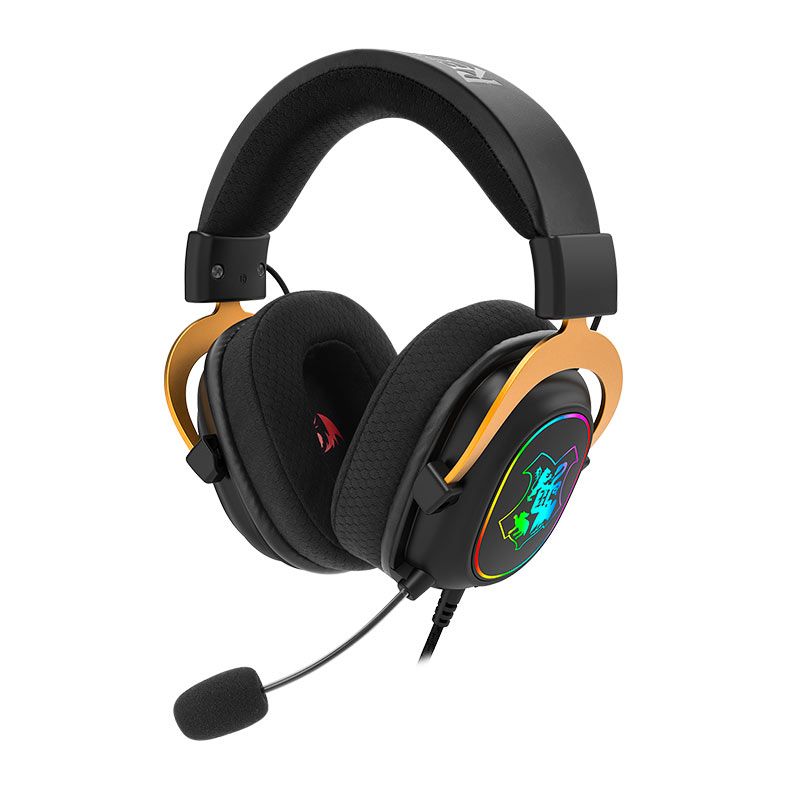 Headset Gamer Redragon Zeus Hogwarts, RGB, Drivers 53mm, Preto e Dourado, HP-510-RGB
