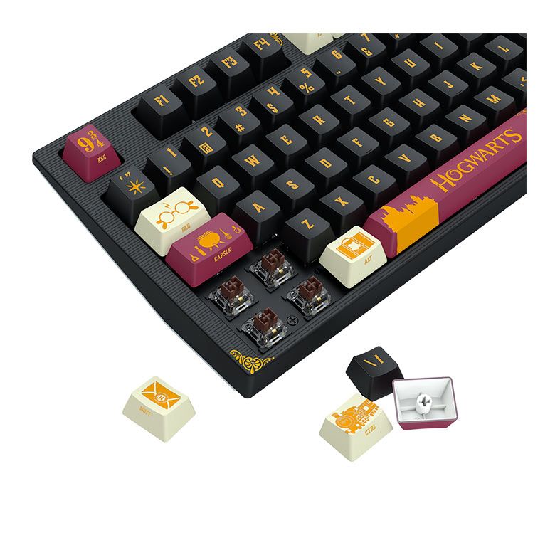 Teclado Mecanico Redragon Hogwarts, RGB, Switch Marrom, Preto/Vermelho/Branco, HP-592-RGB