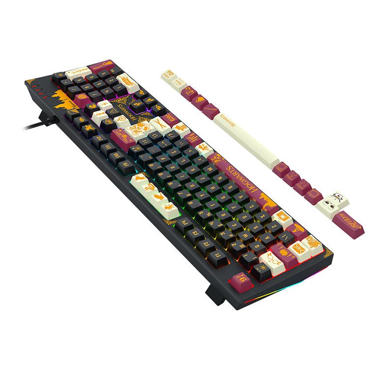 Teclado Mecanico Redragon Hogwarts, RGB, Switch Marrom, Preto/Vermelho/Branco, HP-592-RGB