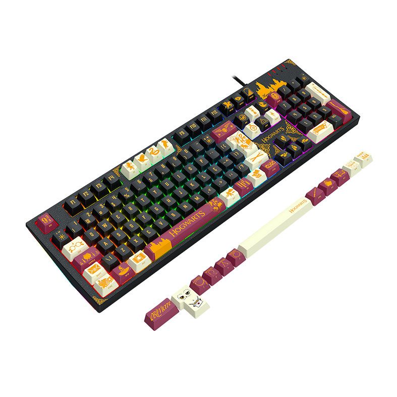 Teclado Mecanico Redragon Hogwarts, RGB, Switch Marrom, Preto/Vermelho/Branco, HP-592-RGB