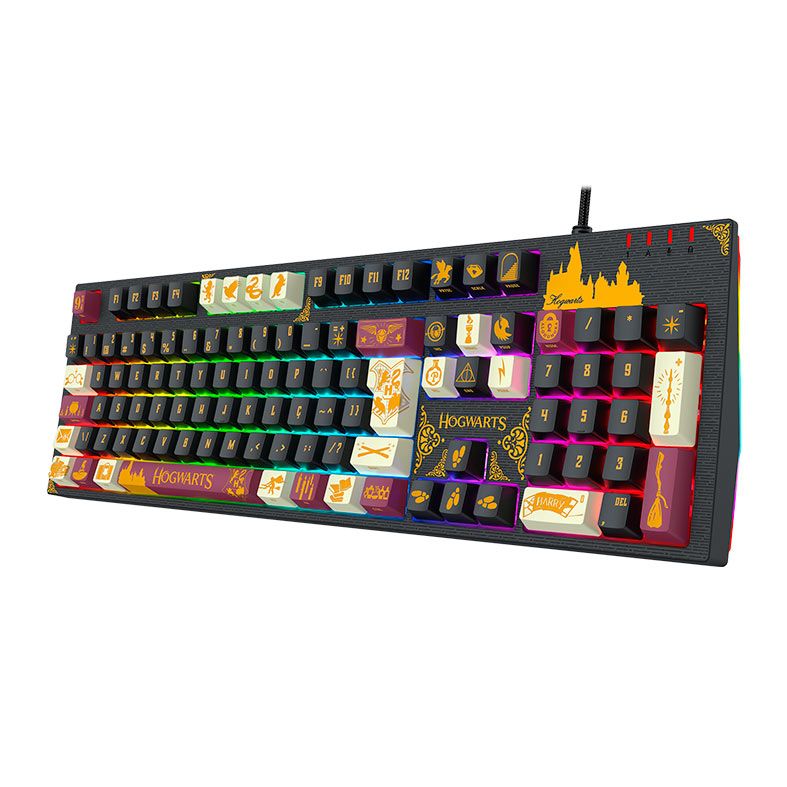 Teclado Mecanico Redragon Hogwarts, RGB, Switch Marrom, Preto/Vermelho/Branco, HP-592-RGB
