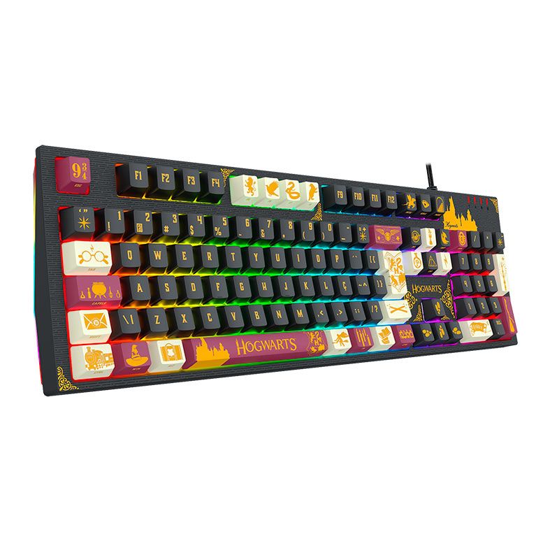 Teclado Mecanico Redragon Hogwarts, RGB, Switch Marrom, Preto/Vermelho/Branco, HP-592-RGB