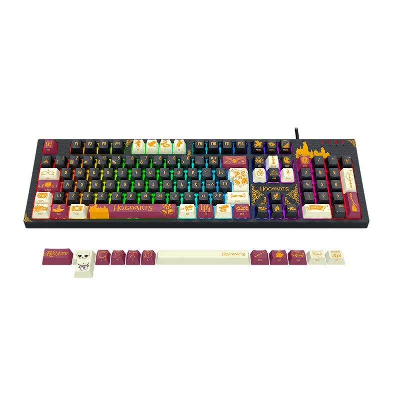 Teclado Mecanico Redragon Hogwarts, RGB, Switch Marrom, Preto/Vermelho/Branco, HP-592-RGB