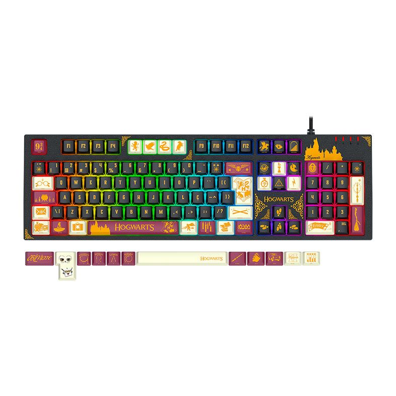 Teclado Mecanico Redragon Hogwarts, RGB, Switch Marrom, Preto/Vermelho/Branco, HP-592-RGB