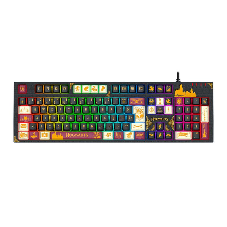 Teclado Mecanico Redragon Hogwarts, RGB, Switch Marrom, Preto/Vermelho/Branco, HP-592-RGB