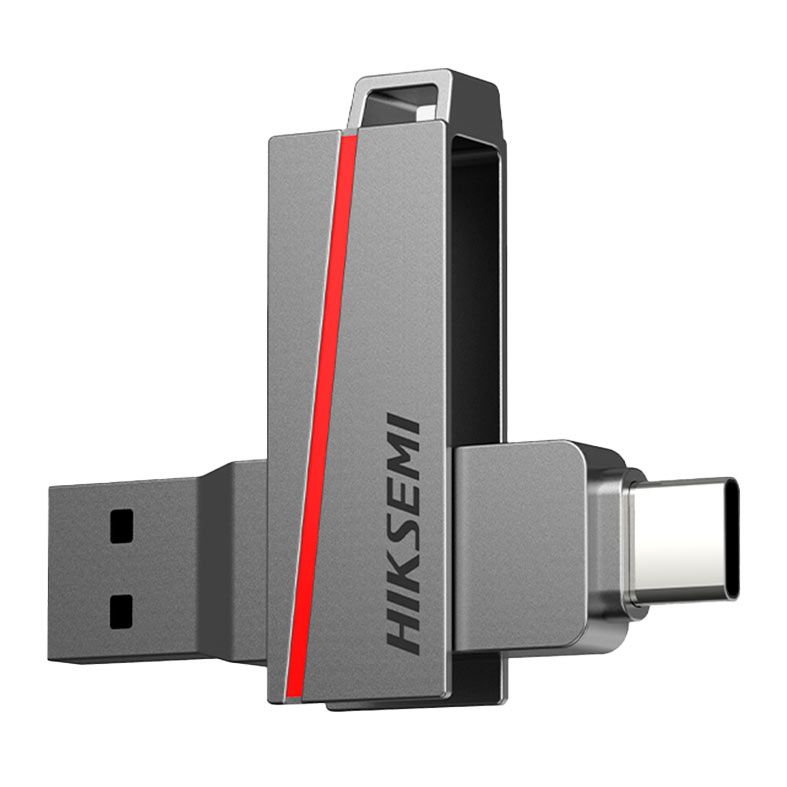Pen Drive Hiksemi Dual Slim, 64GB, USB 3.2, Cinza, HS-USB-E307C-64G-U3