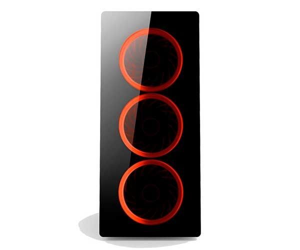Gabinete Gamer Pixxo 3 Fan Led Vermelho, HTX906E06S