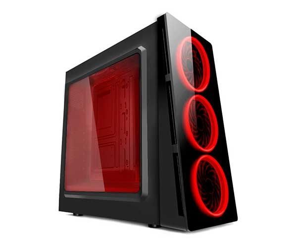 Gabinete Gamer Pixxo 3 Fan Led Vermelho, HTX906E06S