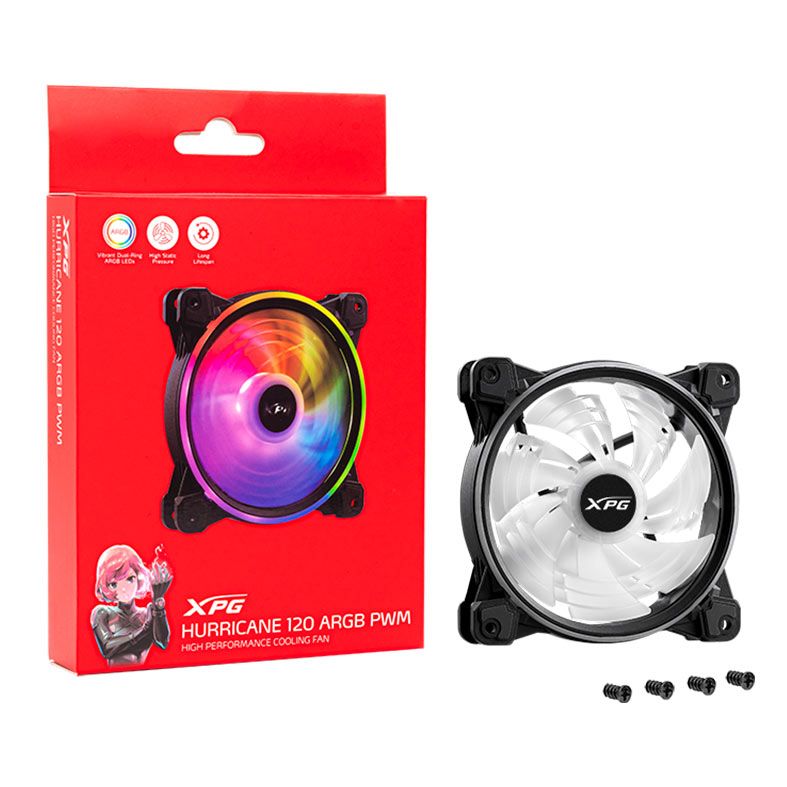 Ventoinha XPG Hurricane, 120mm, ARGB, PWM, HURRICANE120ARGBPWM-BKCWW