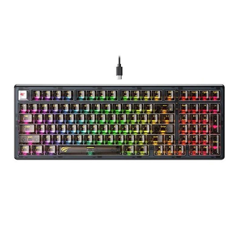 Teclado Mecanico Havit KB875L, RGB, Switch Vermelho, Preto, HVBK-KB875L-RU-TEA