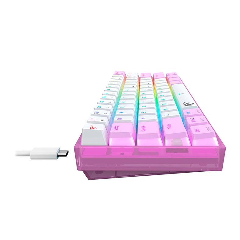 Teclado Mecanico Havit KB877L, RGB, Switch Vermelho, Rosa, HVKB-KB877L-PL-WH