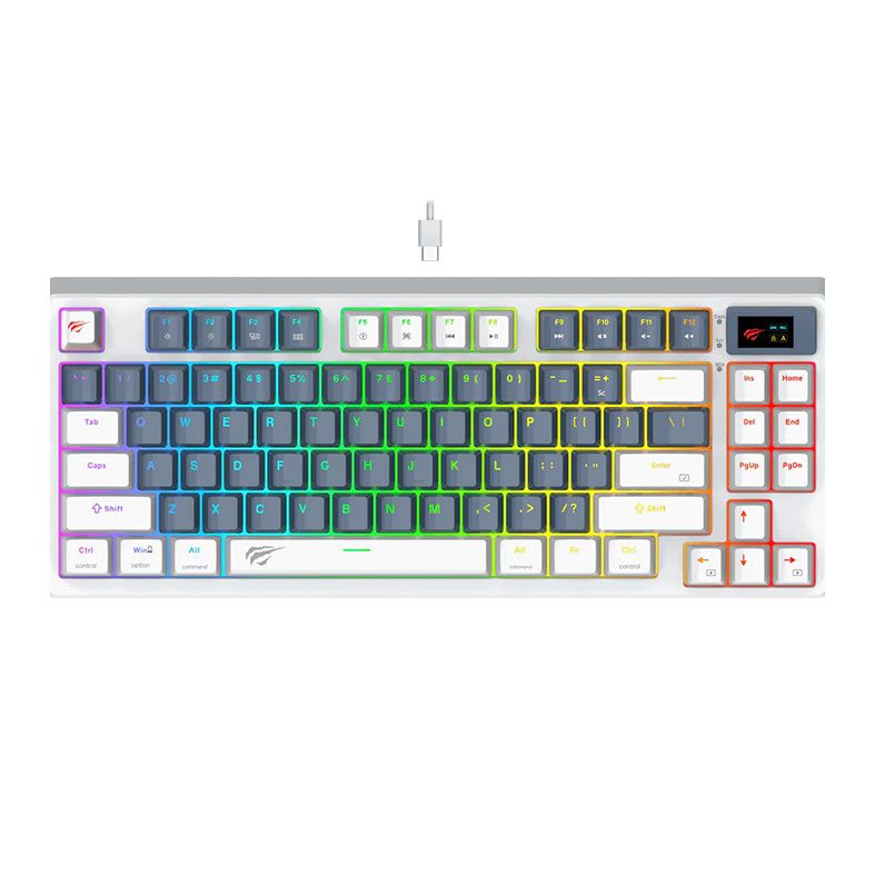 Teclado Mecanico Havit KB884L, RGB, Switch Vermelho, Branco, HVKB-KB884L-RU-WL