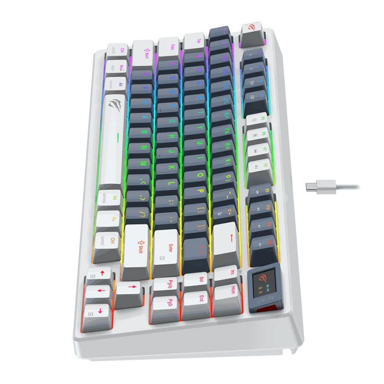 Teclado Mecanico Havit KB884L, RGB, Switch Vermelho, Branco, HVKB-KB884L-RU-WL
