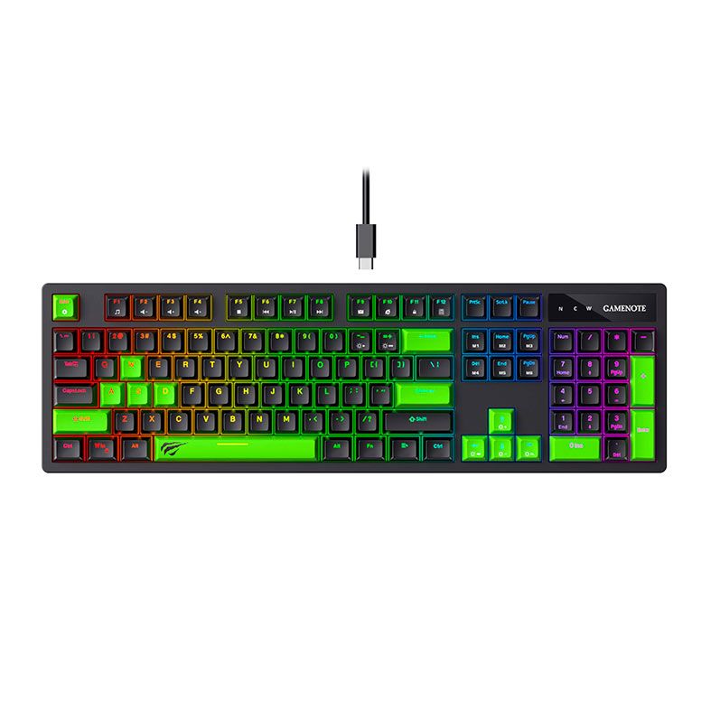 Teclado Mecanico Havit KB893L, RGB, Switch Azul, Preto e Verde, HVKB-KB893L-BN