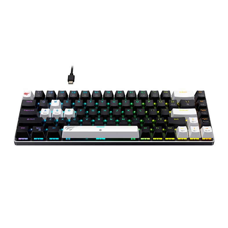 Teclado Mecanico Havit KB906L, 65%, RGB, Switch Magnetico Linear, Preto e Branco, HV-KB906L