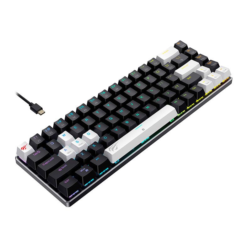 Teclado Mecanico Havit KB906L, 65%, RGB, Switch Magnetico Linear, Preto e Branco, HV-KB906L