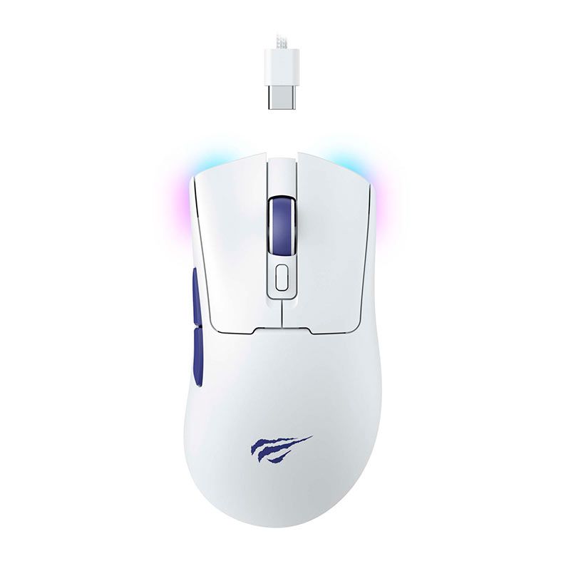 Mouse Gamer Havit MS966WB, RGB, 10000DPI, 7 Botoes, Wireless, Branco, HVMS-MS966WB-WL