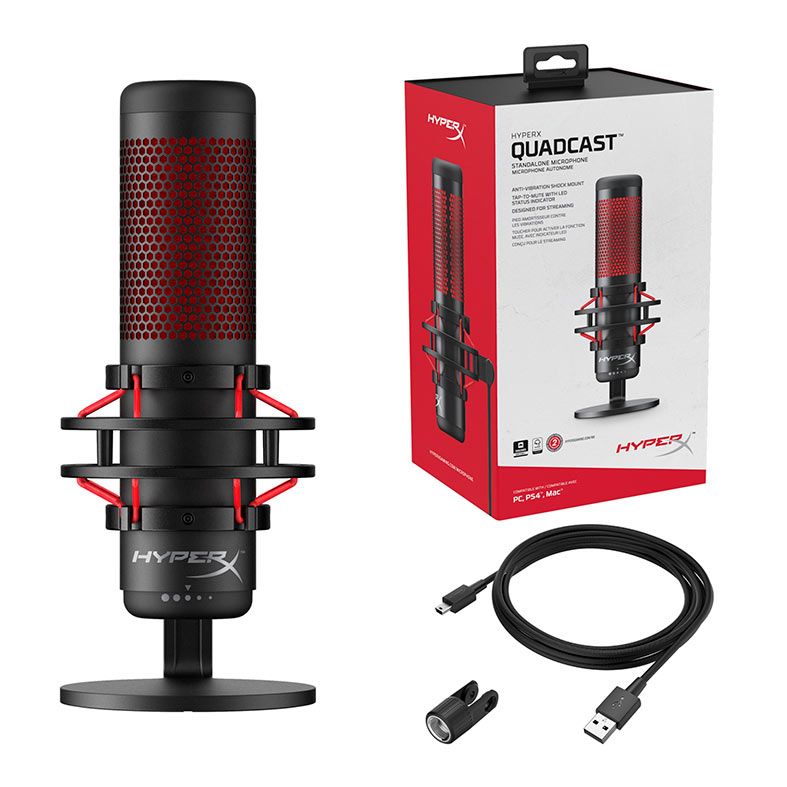 HyperX HX-MICQC-BK PC用マイク Microfone HyperX QuadCast, LED, USB, Preto, HX-MICQC-BK | Pichau