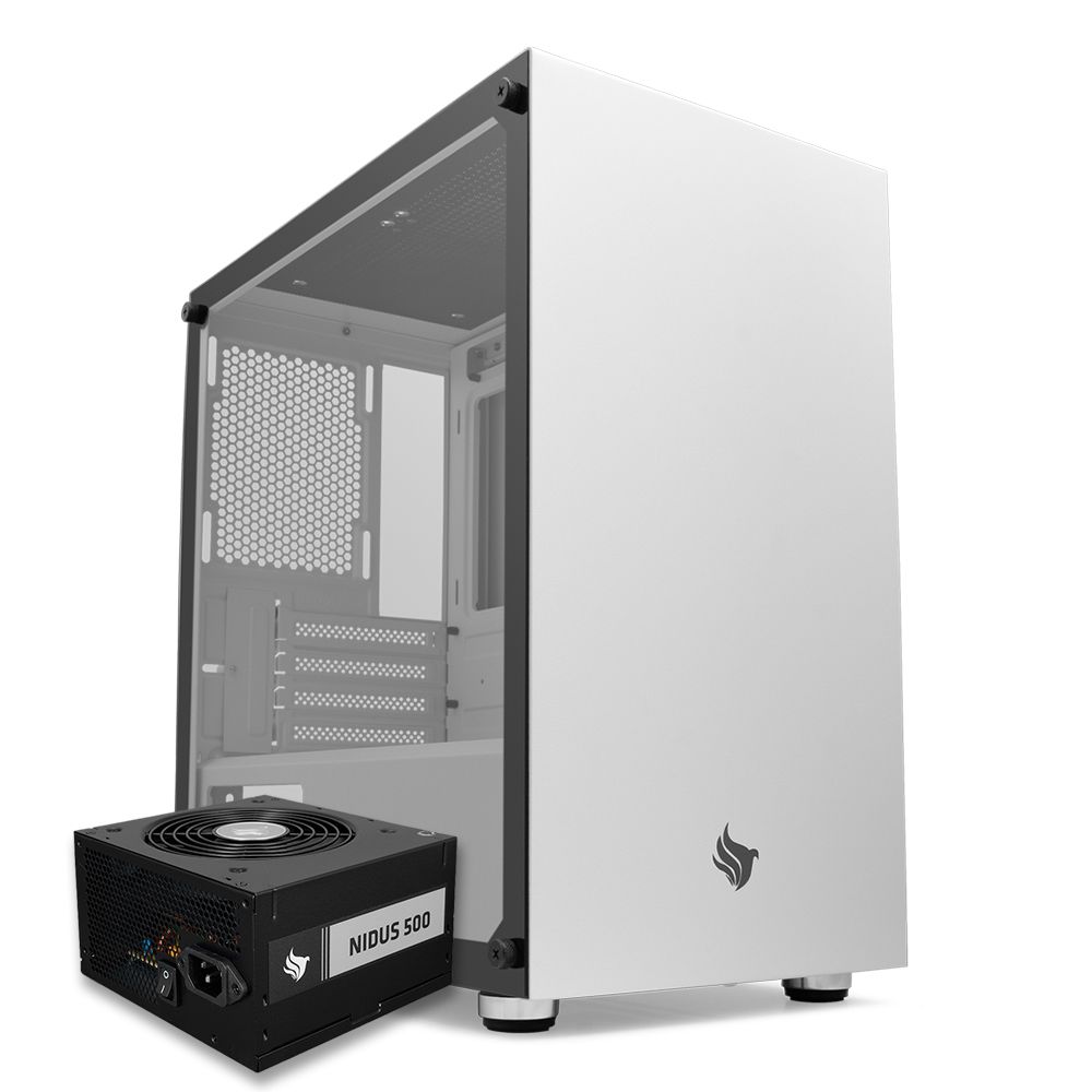 Pichau Kit Upgrade, Gabinete Gamer Pichau HX300 White + Fonte Pichau Nidus 500W PG-5001-BR-OEM