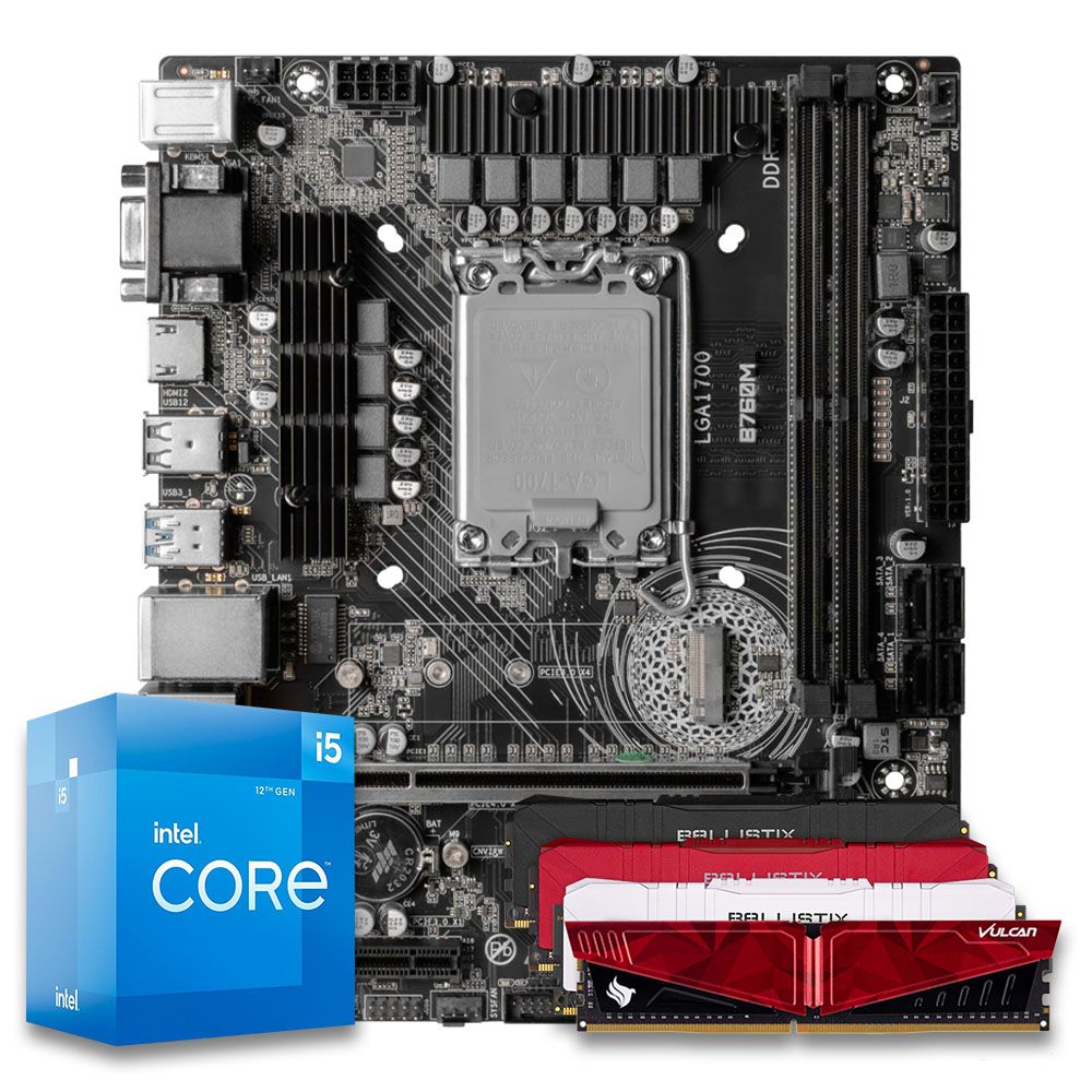 Pichau Kit upgrade, Intel i5-12400, B760M DDR4 , 8GB