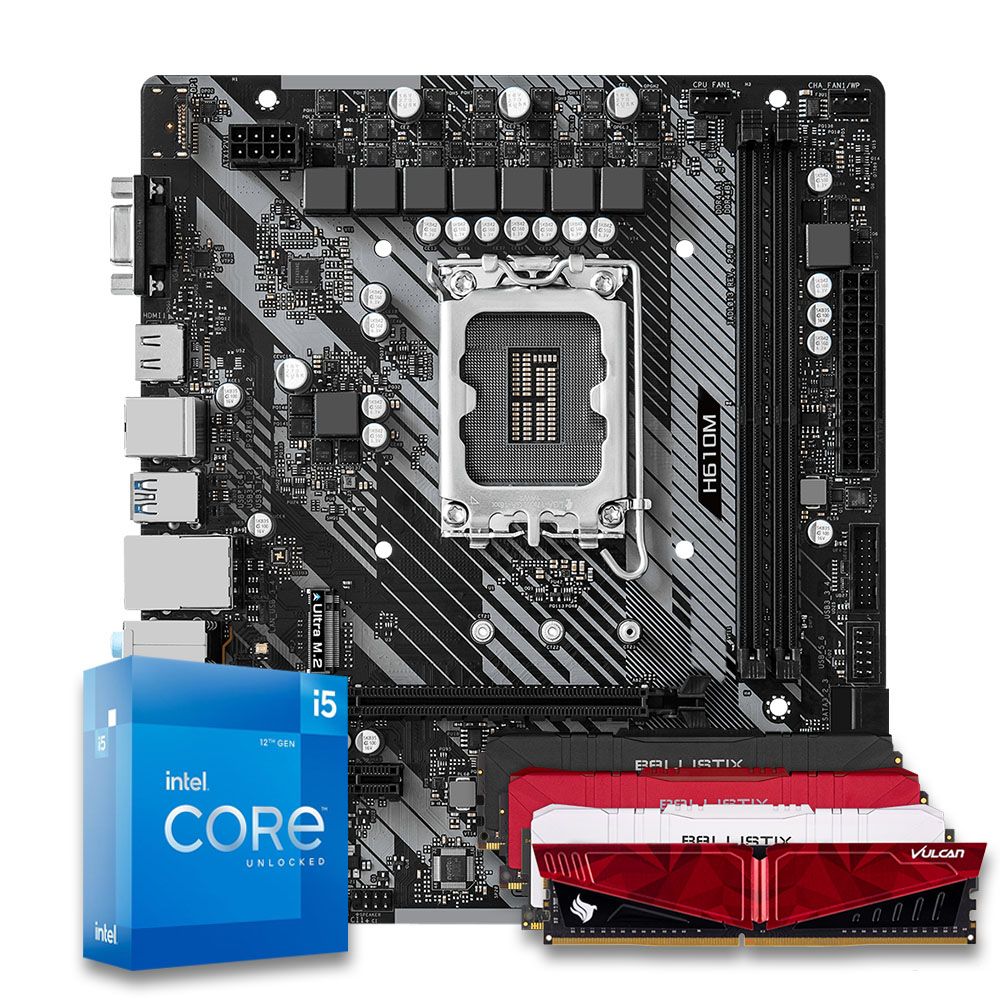 Pichau Kit upgrade, Intel i5-12600K, H610M DDR4, 16GB