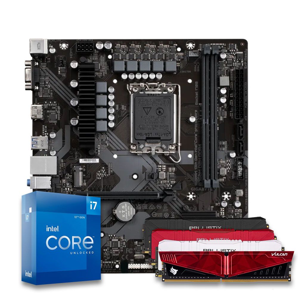 Pichau Kit upgrade, Intel i7-12700K, B760M DDR4, 16GB
