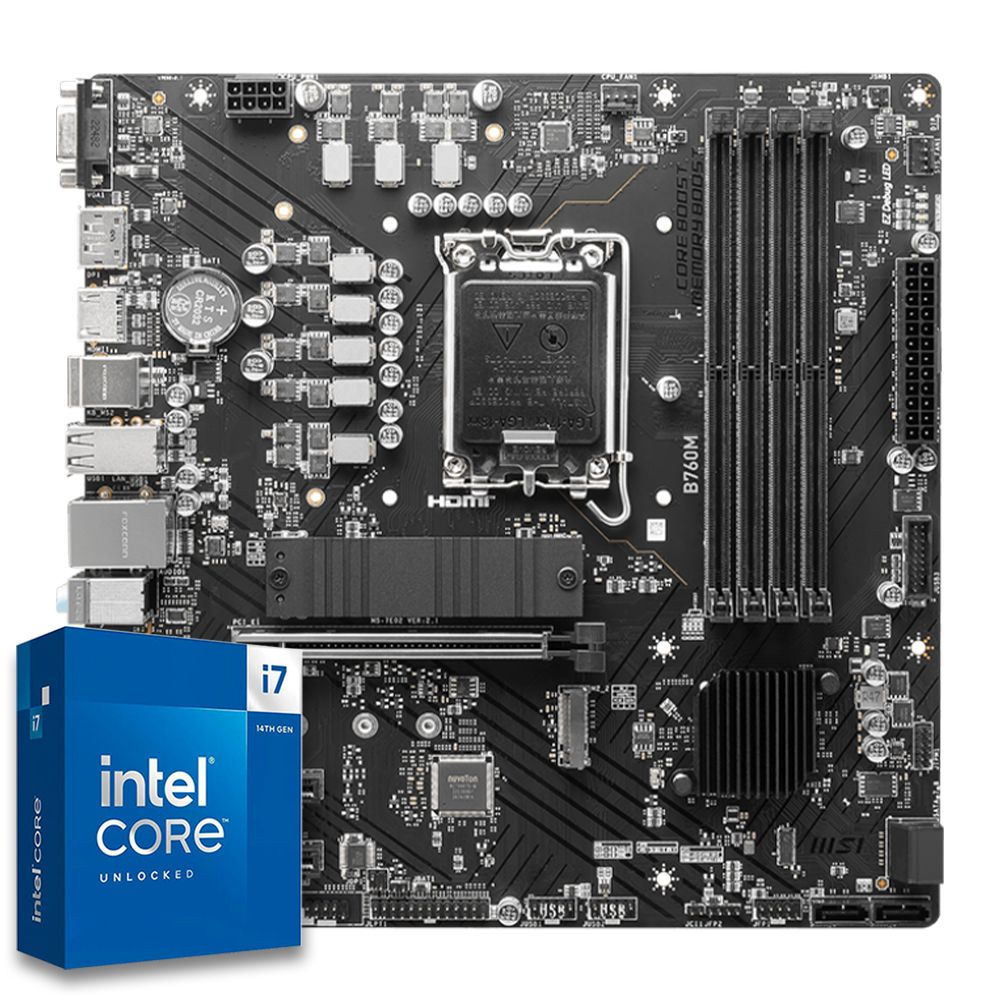 【動作品美品】intel i7 14700kf＋b760m pro RSWiFi Pichau Kit upgrade, Intel i7-14700KF, B760M DDR5 | Pichau