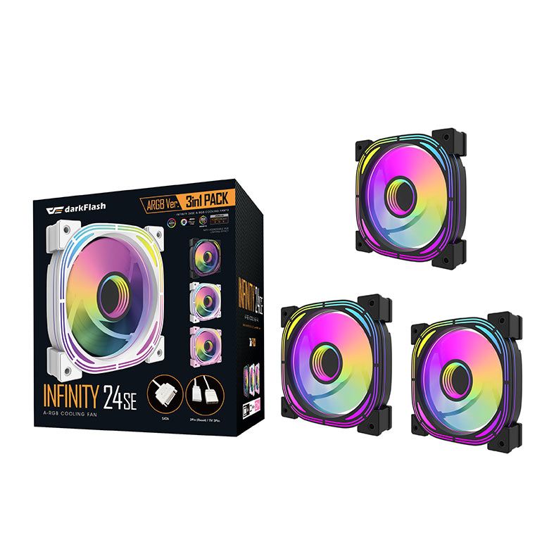 Kit Ventoinhas Aigo DarkFlash Infinity 24se, A-RGB, 3x120mm, Preto, INF24se3in1-BK