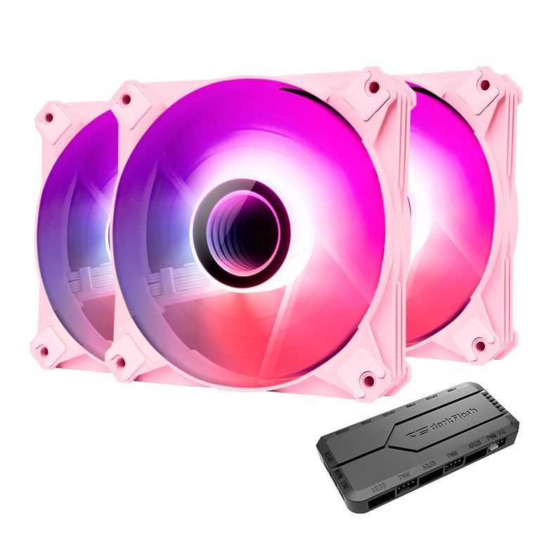 Kit Ventoinhas Aigo DarkFlash Infinity 8, A-RGB, 3x120mm, Rosa, Com Controladora, INF83in1-PINK