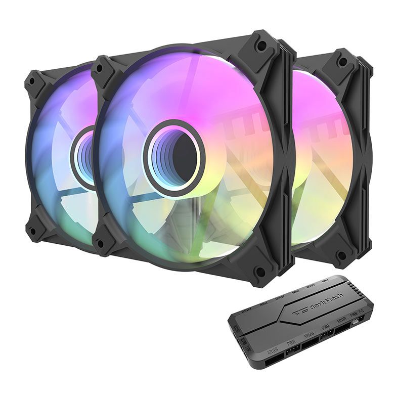 Kit Ventoinhas Aigo DarkFlash Infinity 8, 3x120mm, A-RGB, Com Controladora, INF83in1