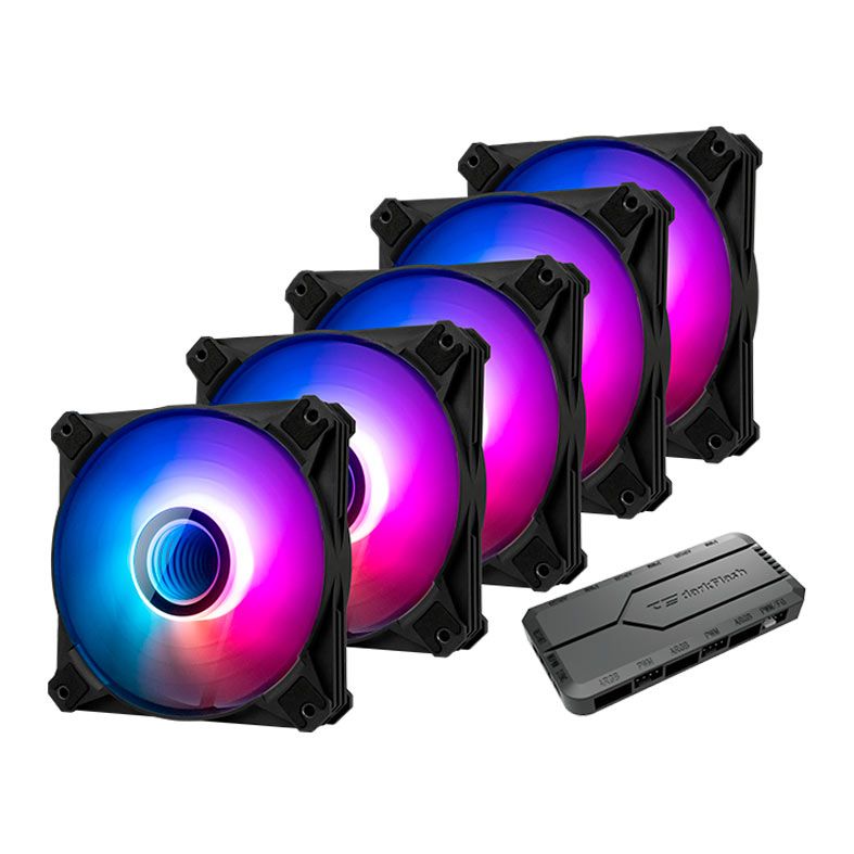 Kit Ventoinhas Aigo DarkFlash Infinity 8, 5x120mm, A-RGB, Com Controladora, INF85in1