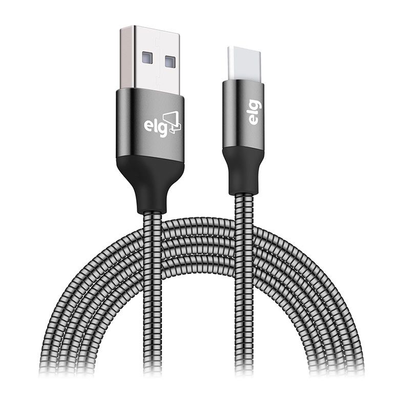 Cabo Inox USB Tipo-C ELG, 1m, Cinza, INXC10GY