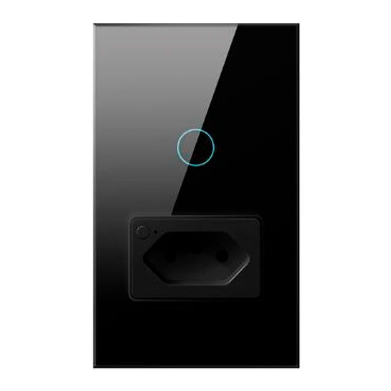 Interruptor Tomada Inteligente Nova Digital WK, Wi-Fi, Preto, IT-WK-02-1C-BK