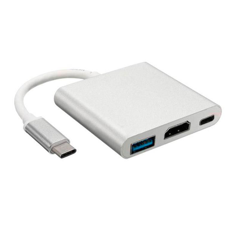 Cabo Adaptador F3 3 in 1 Tipo C Para HDMI 4K + USB 3.0 + Tipo C (pd), JC-TYC-HM31 118