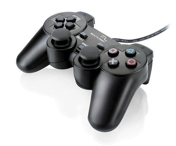 Controle Gamer Multi Dual Shock 3x1 Para Ps3 Ps2 PC Preto, JS071