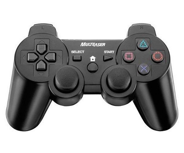 Controle Gamer Multi Dual Shock 3x1 Para Ps3 Ps2 PC Preto, JS071