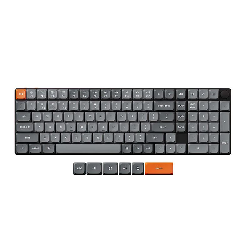 Teclado Mecanico Keychron K17 Max, RGB, Wireless, Switch Marrom, Preto e Cinza, K17M-H3