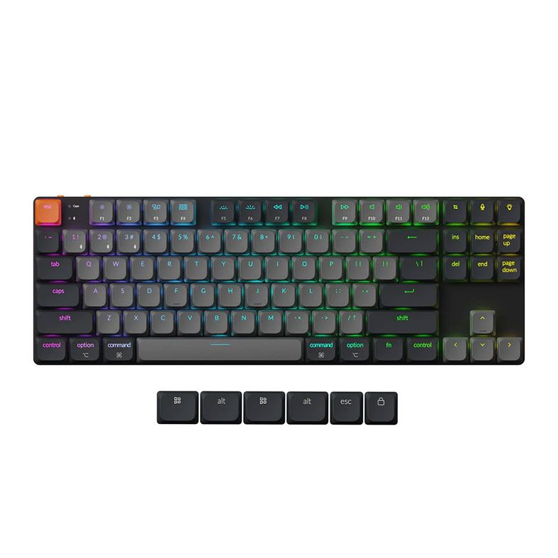 Teclado Mecanico Keychron K1 V6, RGB, Wireless, Switch Marrom, Preto e Cinza, K1X-H3