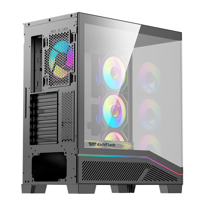 Gabinete Gamer Aigo Darkflash K430, ARGB, Mid-Tower, Lateral De Vidro, Com 6 Fans, Preto, K430-PC-CASE-BLACK