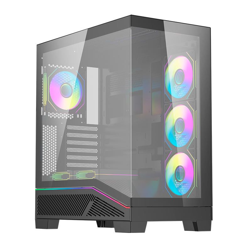 Gabinete Gamer Aigo Darkflash K430, ARGB, Mid-Tower, Lateral De Vidro, Com 6 Fans, Preto, K430-PC-CASE-BLACK