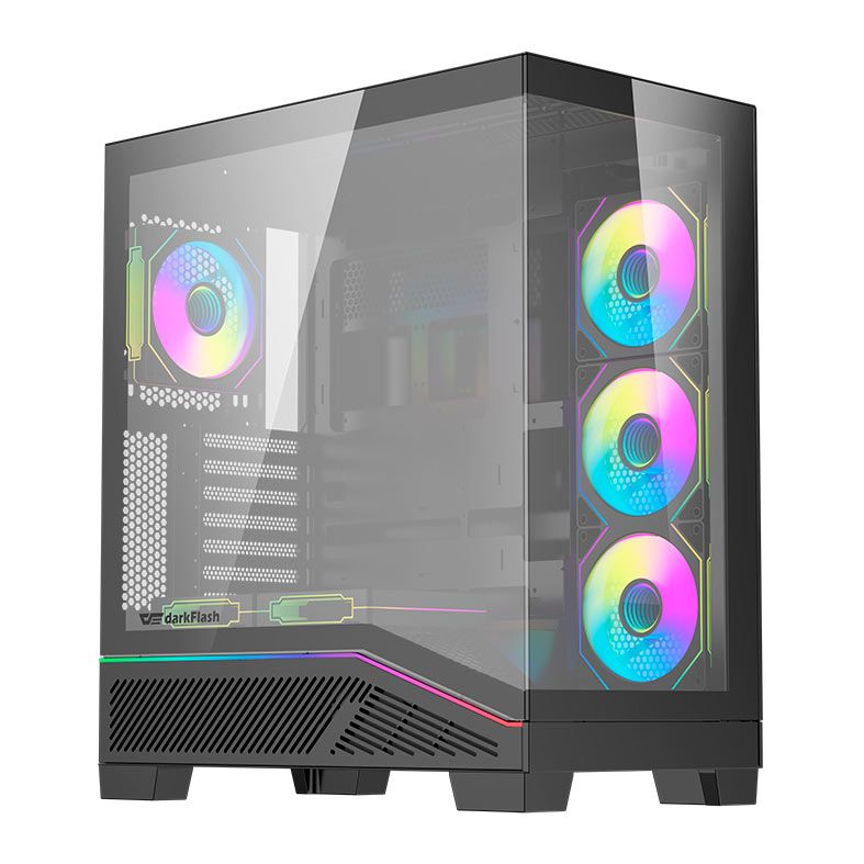Gabinete Gamer Aigo Darkflash K430, ARGB, Mid-Tower, Lateral De Vidro, Com 6 Fans, Preto, K430-PC-CASE-BLACK