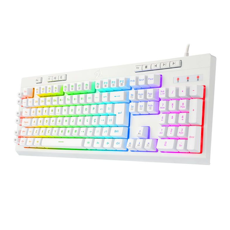 Teclado Gamer Redragon Shiva Lunar White, RGB, ABNT2, Branco, K512W-RGB