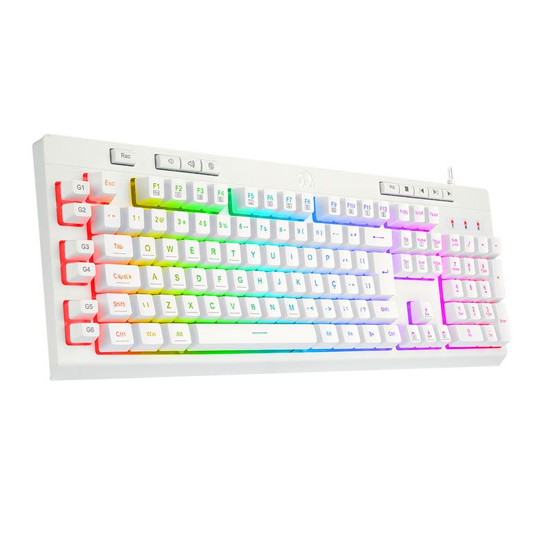 Teclado Gamer Redragon Shiva Lunar White, RGB, ABNT2, Branco, K512W-RGB