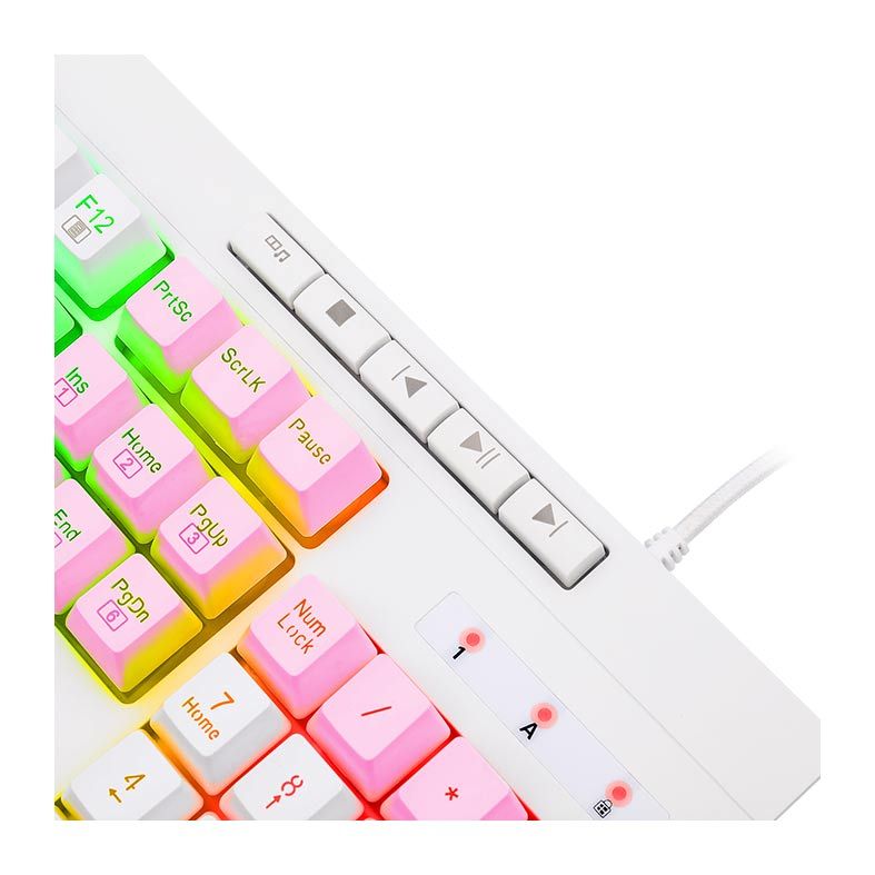 Teclado Gamer Redragon Shiva, RGB, Branco e Rosa, K512WP-RGB