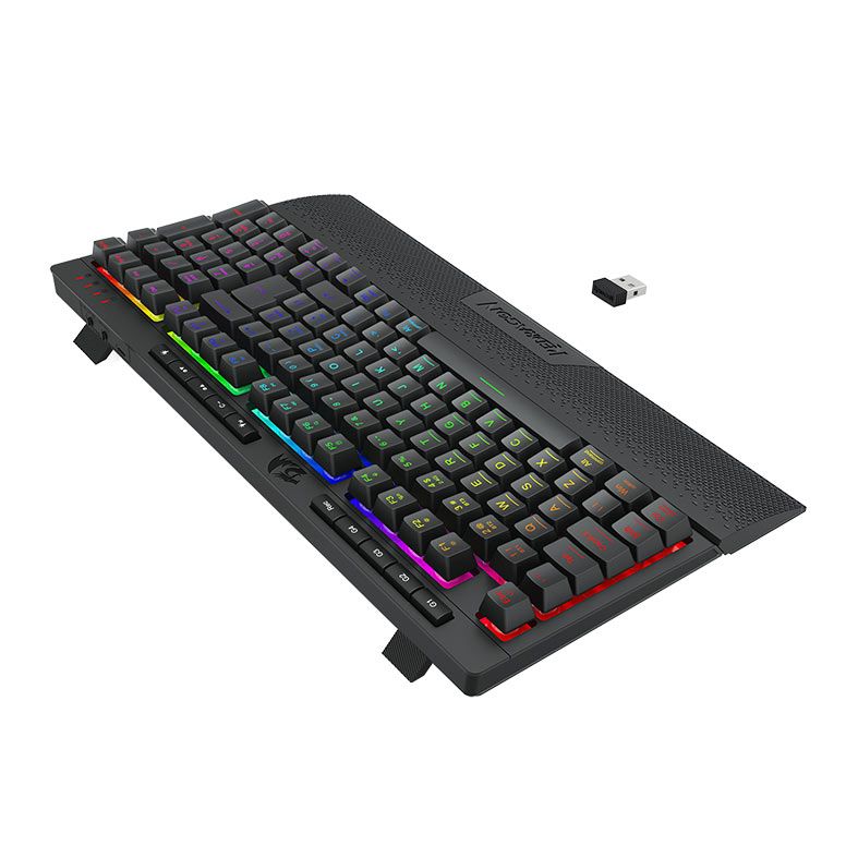 Teclado Gamer Redragon Shiva Pro 98, RGB, Membrana, Wireless, Preto, K515RGB-PRO-PT