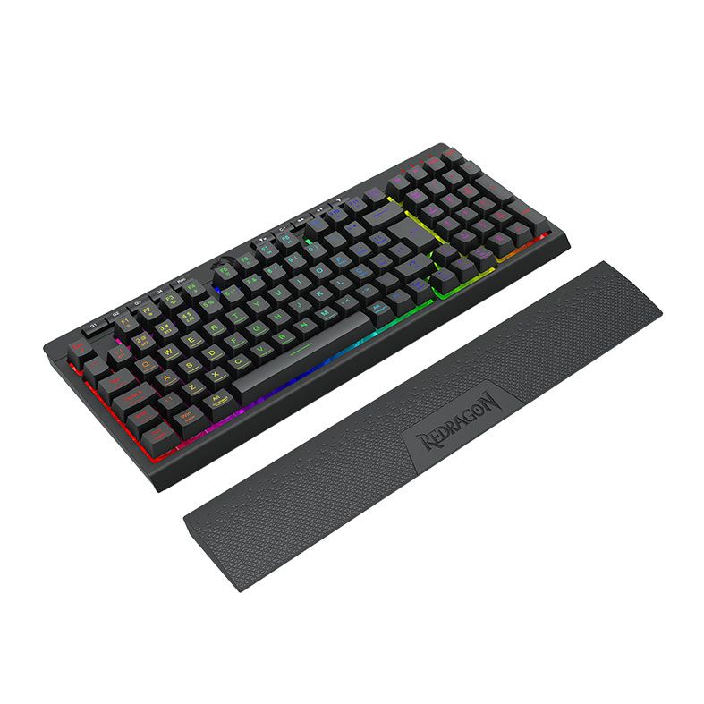 Teclado Gamer Redragon Shiva Pro 98, RGB, Membrana, Wireless, Preto, K515RGB-PRO-PT