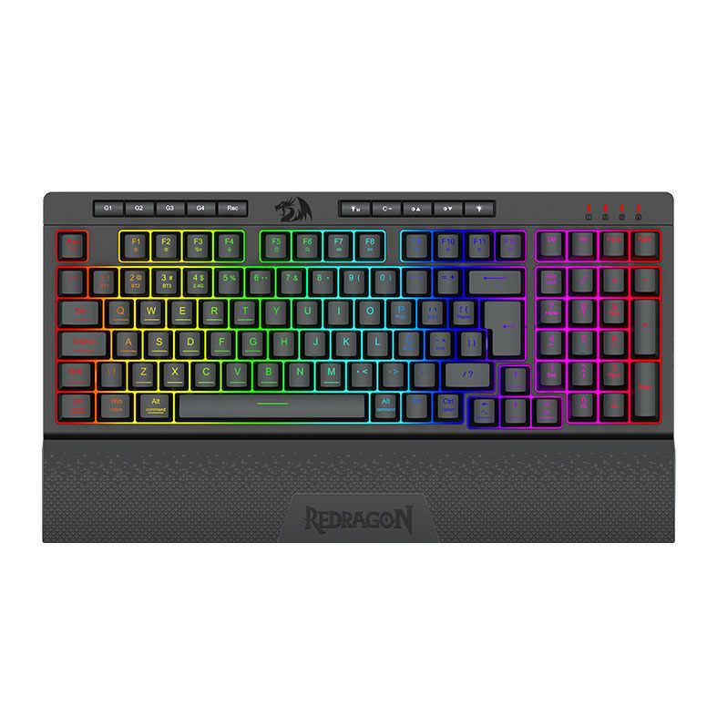Teclado Gamer Redragon Shiva Pro 98, RGB, Membrana, Wireless, Preto, K515RGB-PRO-PT