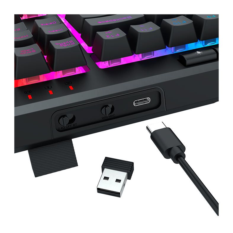 Teclado Membrana Gamer Redragon Shiva Pro 87, RGB, Tri-Mode, Preto, K516RGB-PRO