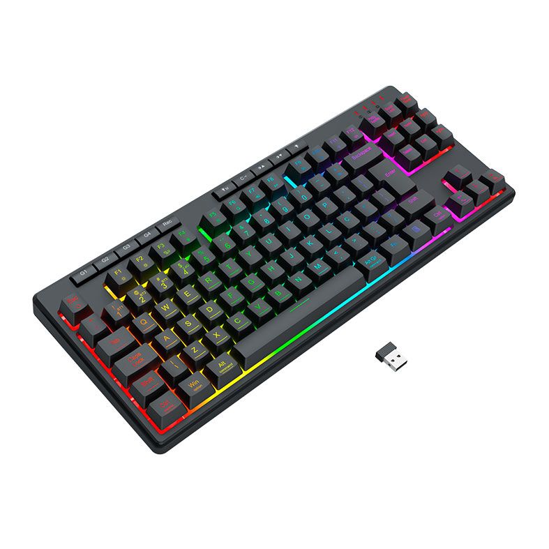 Teclado Membrana Gamer Redragon Shiva Pro 87, RGB, Tri-Mode, Preto, K516RGB-PRO