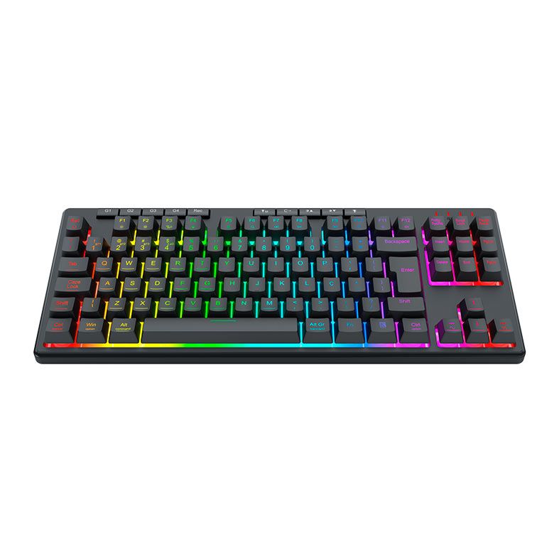 Teclado Membrana Gamer Redragon Shiva Pro 87, RGB, Tri-Mode, Preto, K516RGB-PRO